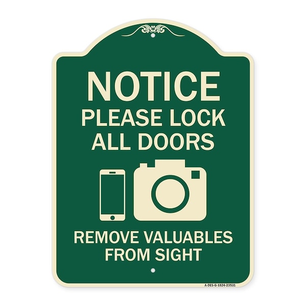Signmission Lock All Doors Remove Valuable from Sight With Cell Phone and Camera G, A-DES-G-1824-23531 A-DES-G-1824-23531 - main